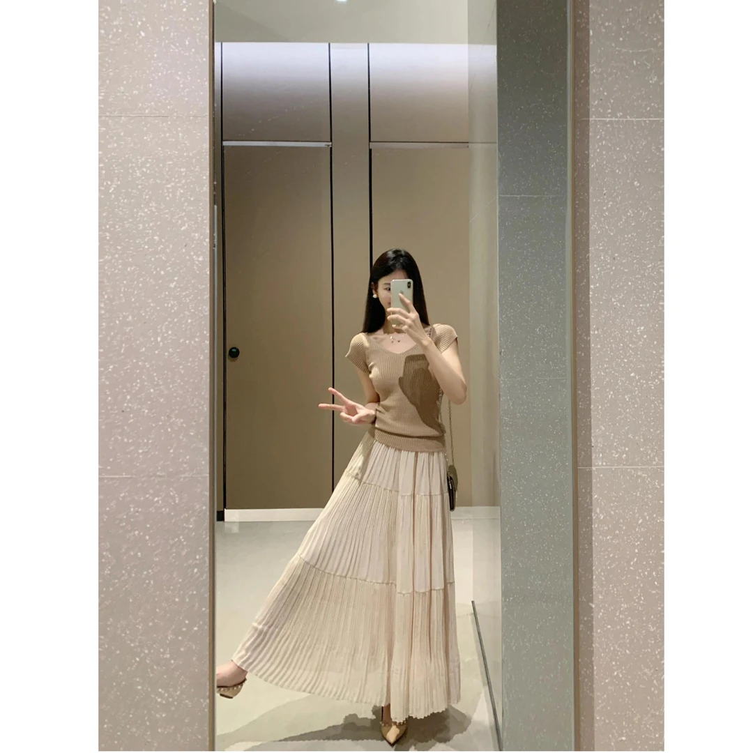 韩系穿搭一整套轻熟高级感2025夏日绝美一字肩上衣半身裙两件套装