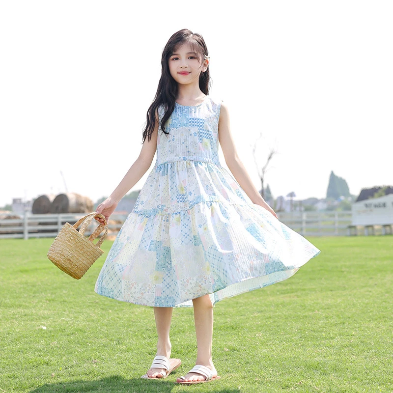25650女童夏装连衣裙2025新款无袖洋气女大童12-16岁夏季韩版