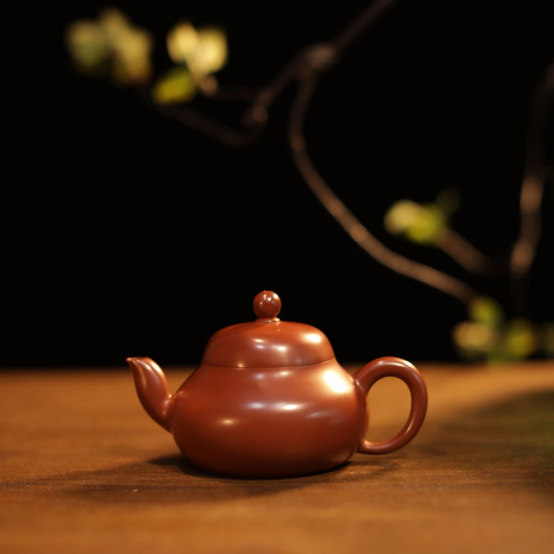 茗睿轩【老朱泥~肥嘴矮梨】潮州全手工原矿朱泥手拉小品壶紫砂