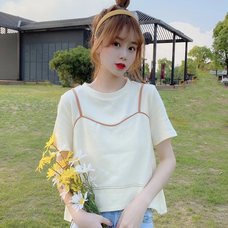 白色短款t恤女士短袖夏季2025新款独特洋气宽松百搭显瘦上衣体恤