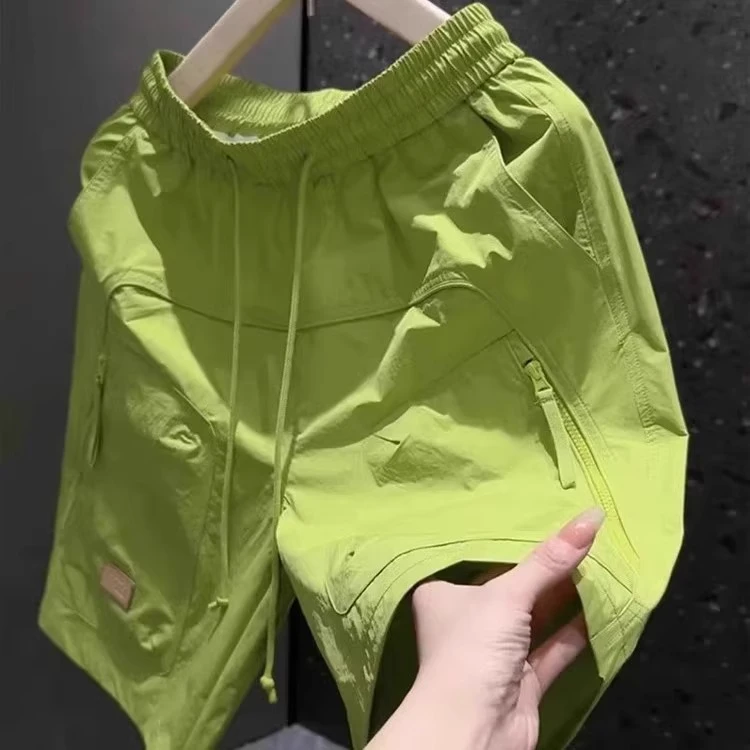 男童夏季薄款线条感绣标速干休闲短裤时尚百搭宽松透气运动五分裤