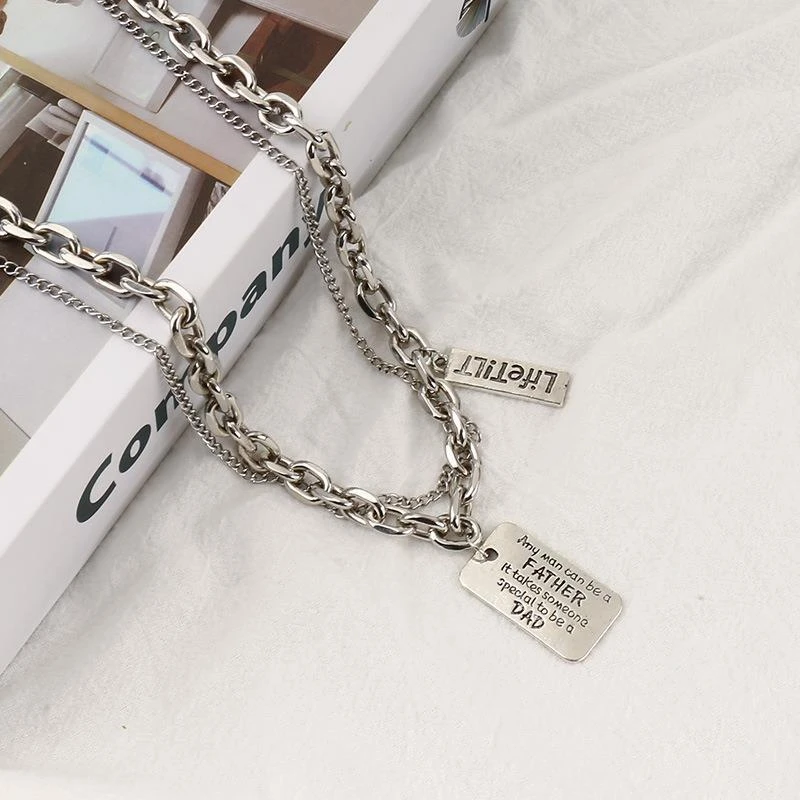 合金吊坠 儿童项链男孩潮高级感男童新款古巴锁骨链装饰配饰个性