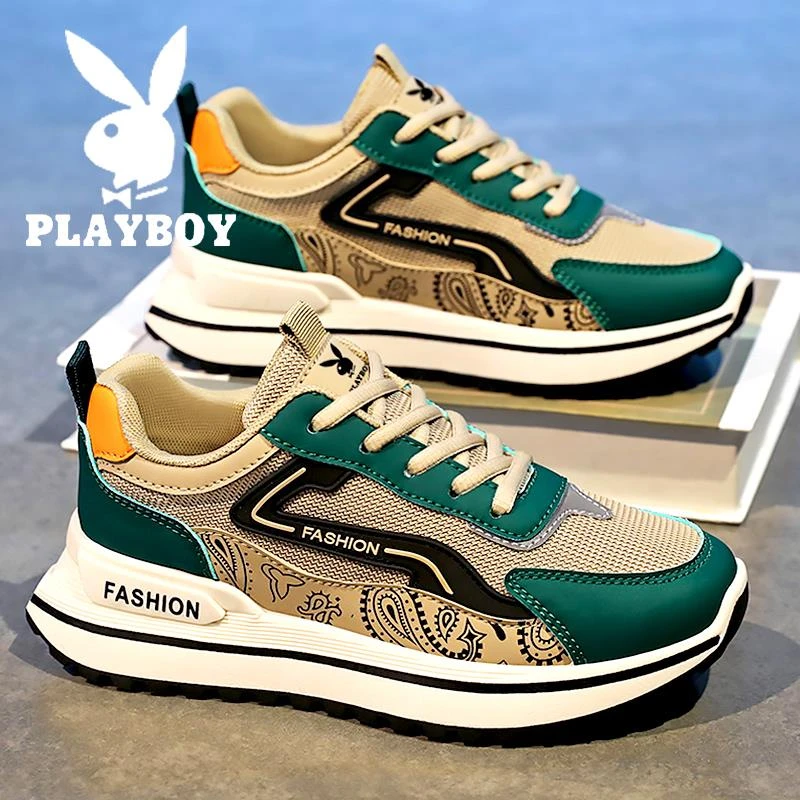 花花公子男鞋春夏款2025新款厚底阿甘网面运动夏季增高老爹休闲鞋