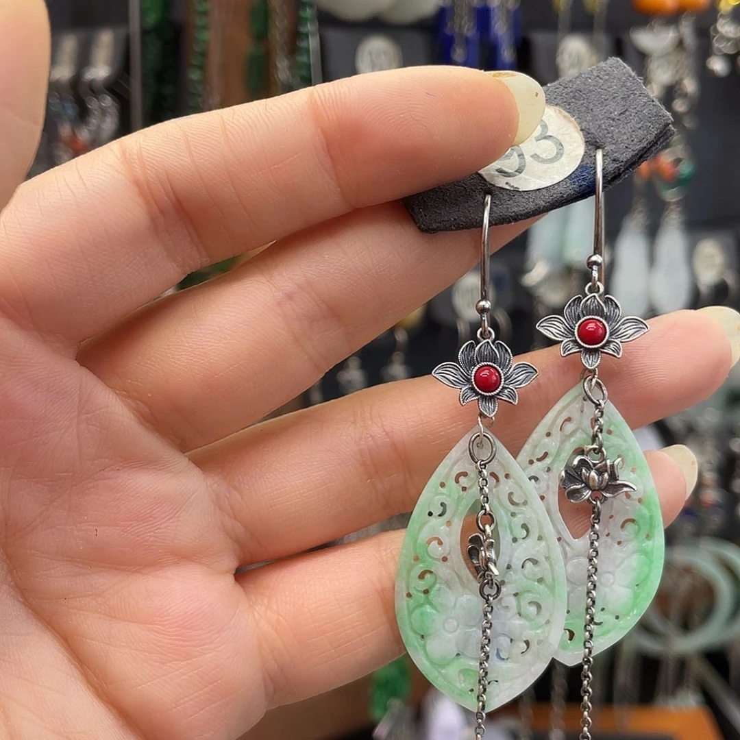 N***h翡翠银S925镶嵌耳饰547yjjhhh