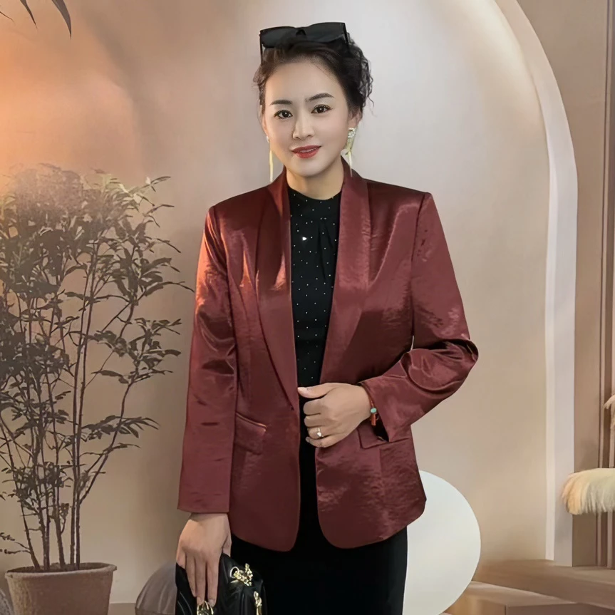 2025秋季新款女西服外套设计师街头风长袖纯色短款极简风气质百搭