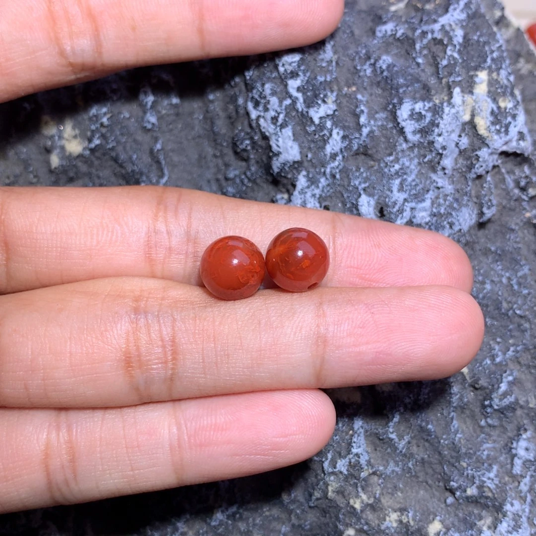 南红玛瑙未镶嵌火焰纹圆珠9