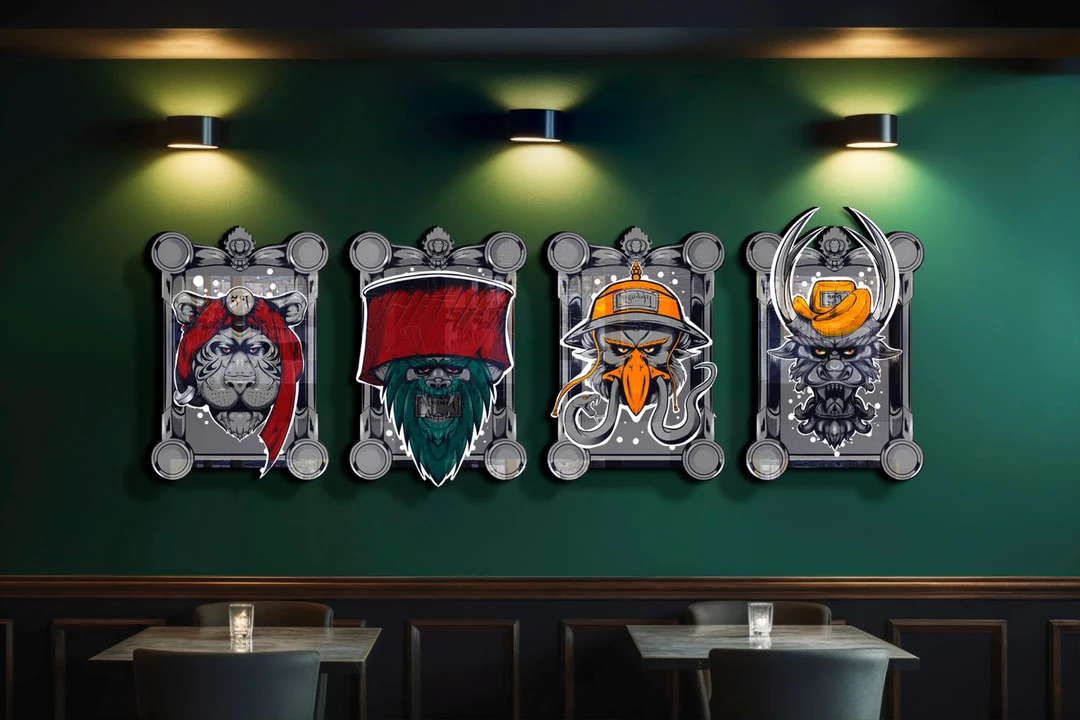 《虎狮鹏龙》藏式元素 异形 uc水晶覆膜墙饰挂饰