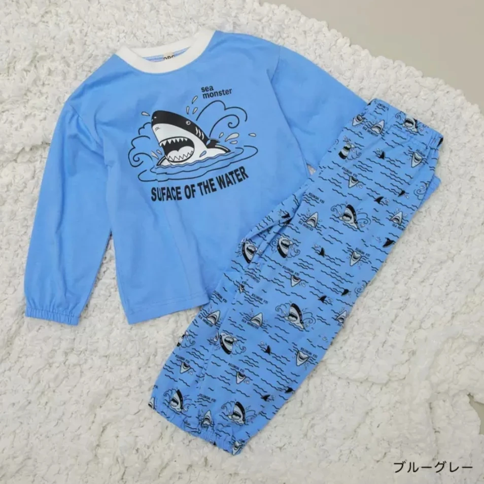 纯棉出口日本男童女童睡衣家居服套装柔软舒适可爱超萌儿童衣服