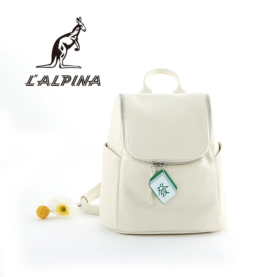 袋鼠女士双肩包拉链小众夏季新款休闲纯色