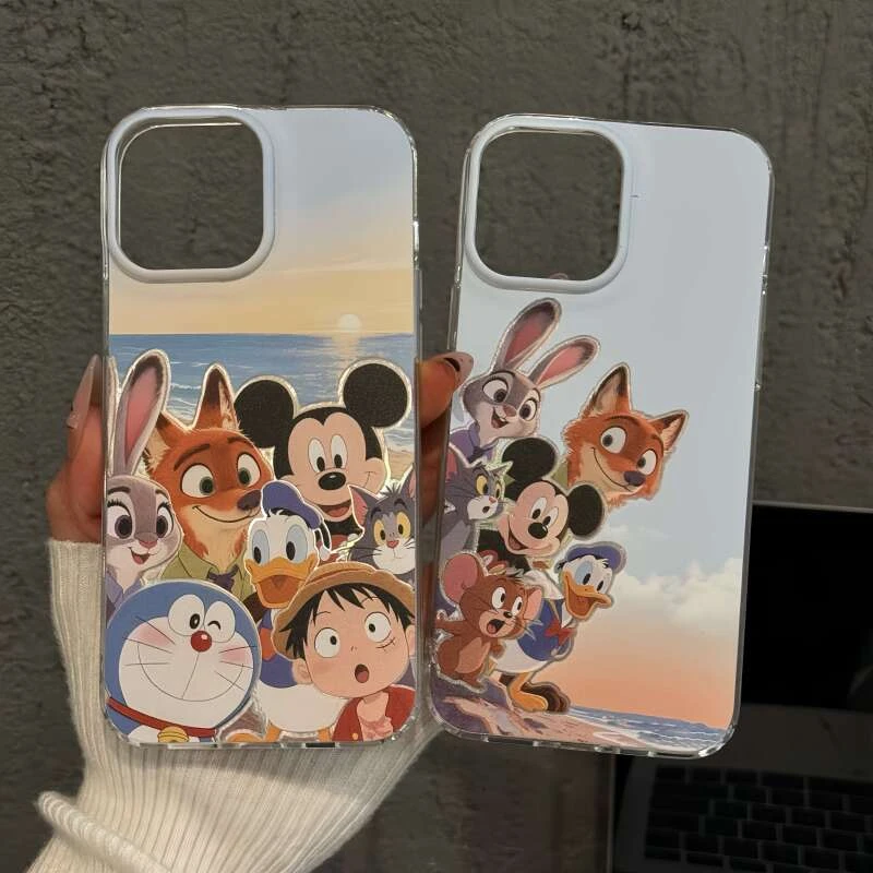 海边玩偶大合照适用苹果16pro创意iPhone15手机壳imd羽纱华为可爱