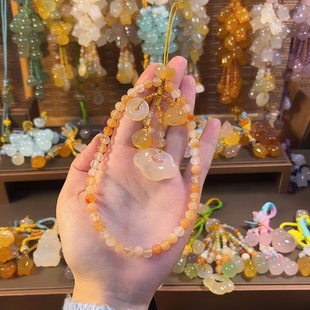 夜***歌玛瑙/玉髓未镶嵌车挂手腕手机链
