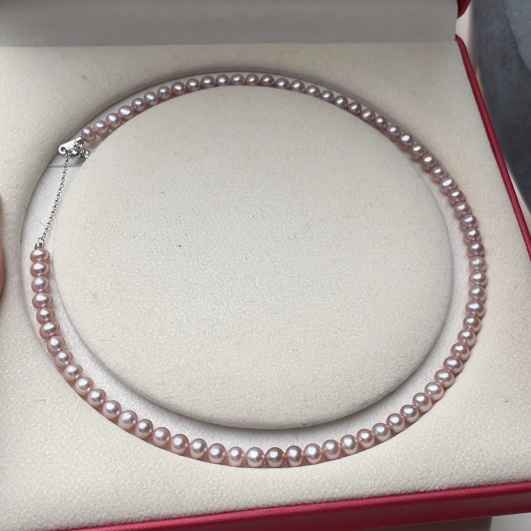 淡水珍珠银S925镶嵌颈饰6-7