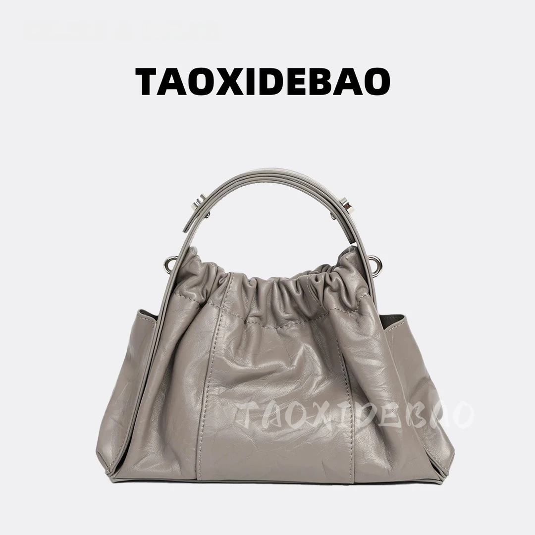 TAOXIDEBAO 9615 石墨灰P1 头层牛皮 单间斜挎包
