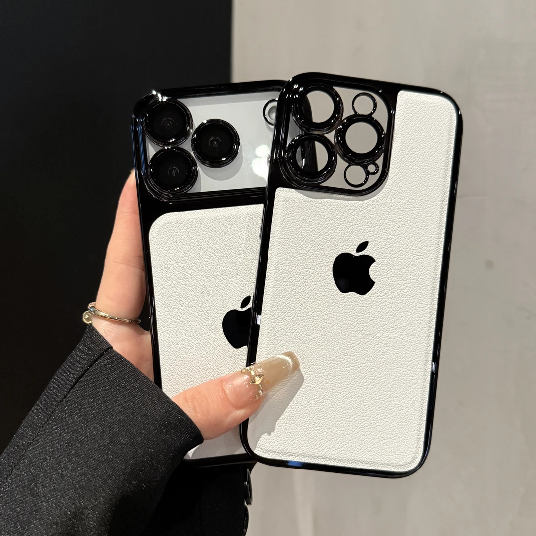 电镀拼接皮纹适用苹果17promax手机壳时尚iPhone16轻奢15新款14女