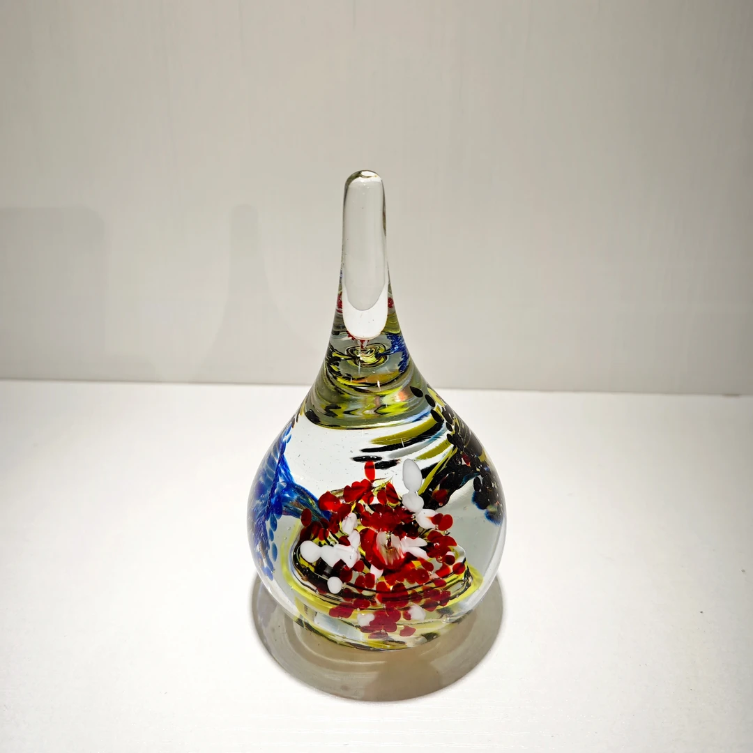 博山老美琉 纯手工七彩水滴彩球创意摆件生日礼物书房客厅摆件