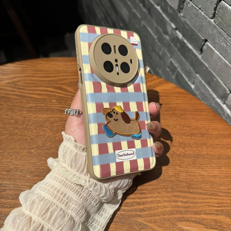 适用华为mate70/60pro手机壳pura70可爱卡通刺绣腊肠狗mate60/p60