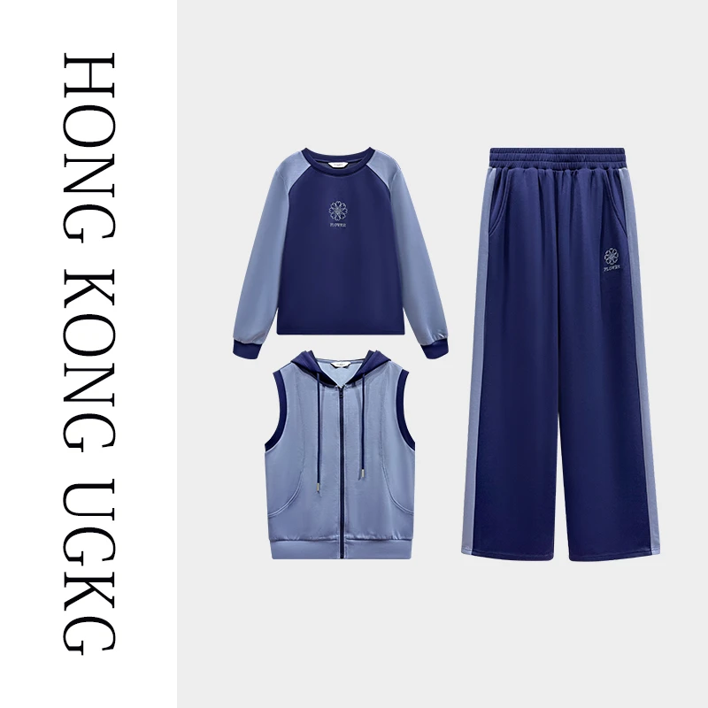 香港UGKG休闲卫衣外套运动马甲三件套女春装新款73251ZH001-4
