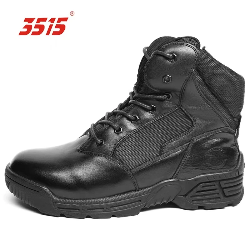 3515四季款中帮训练靴男士户外防滑耐磨登山陆战靴真皮轻便徒步靴