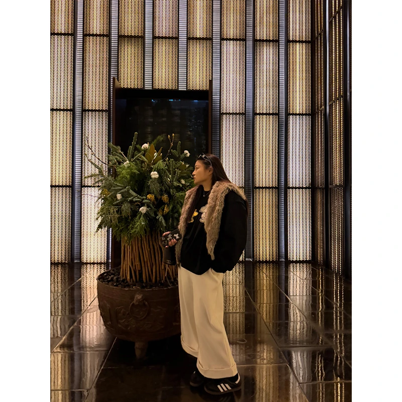 铅笔小鑫大码女装 美式环保皮毛一体柔软保暖长毛派克服