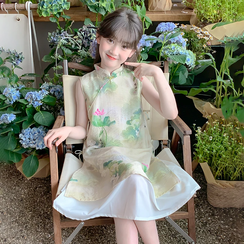 女童夏季旗袍裙子2025新款洋气国风连衣裙女孩夏装汉服儿童公主裙
