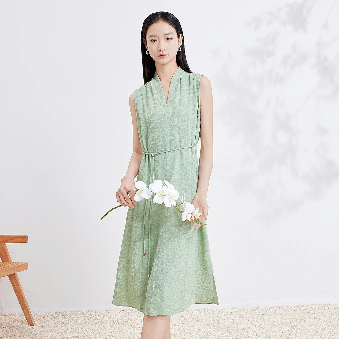 【粉丝专享】FINITY 夏季淑女风纯色显瘦透气亲肤连衣裙 F20WCA062L