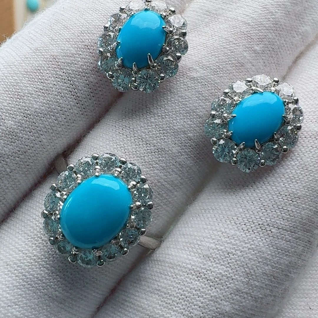 绿松石银S925镶嵌珠宝奇石