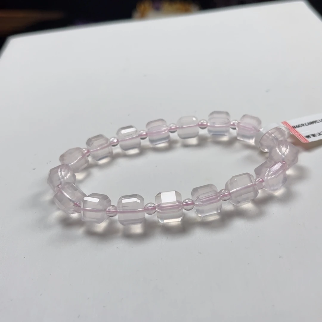 水晶未镶嵌手链粉晶方糖款