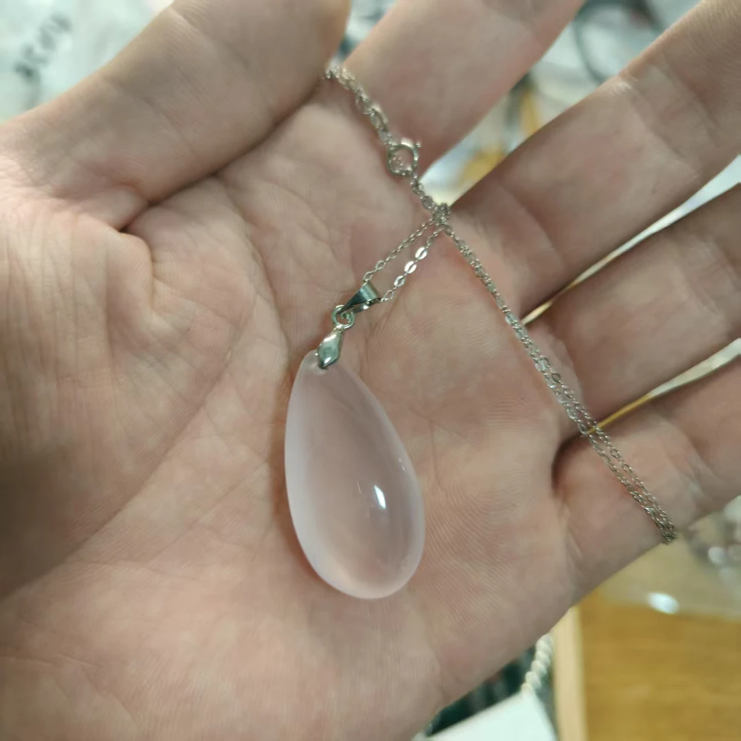 （桃）粉色水滴项链