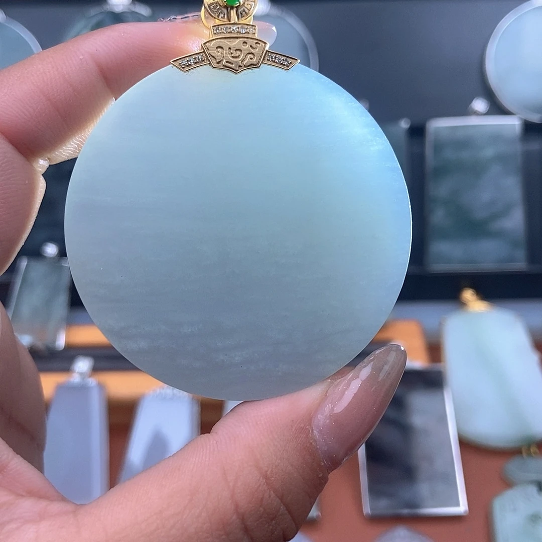 翡翠18K金镶嵌吊坠(不含链)