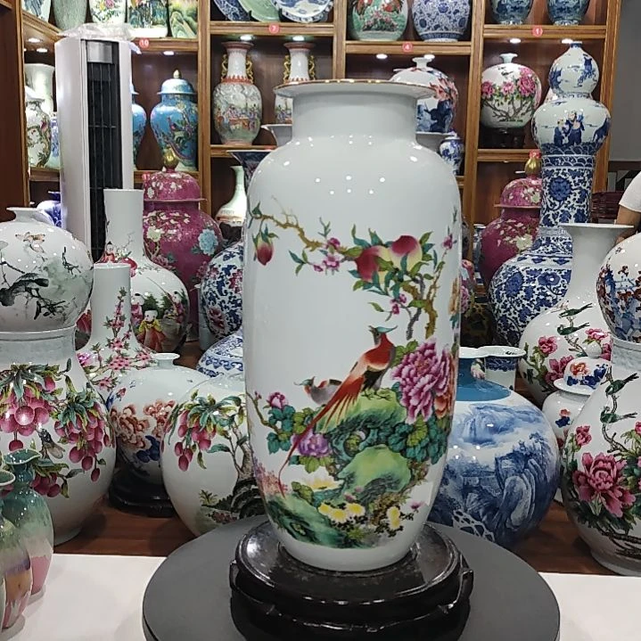 瓷片景德镇陶瓷花鸟冬瓜瓶