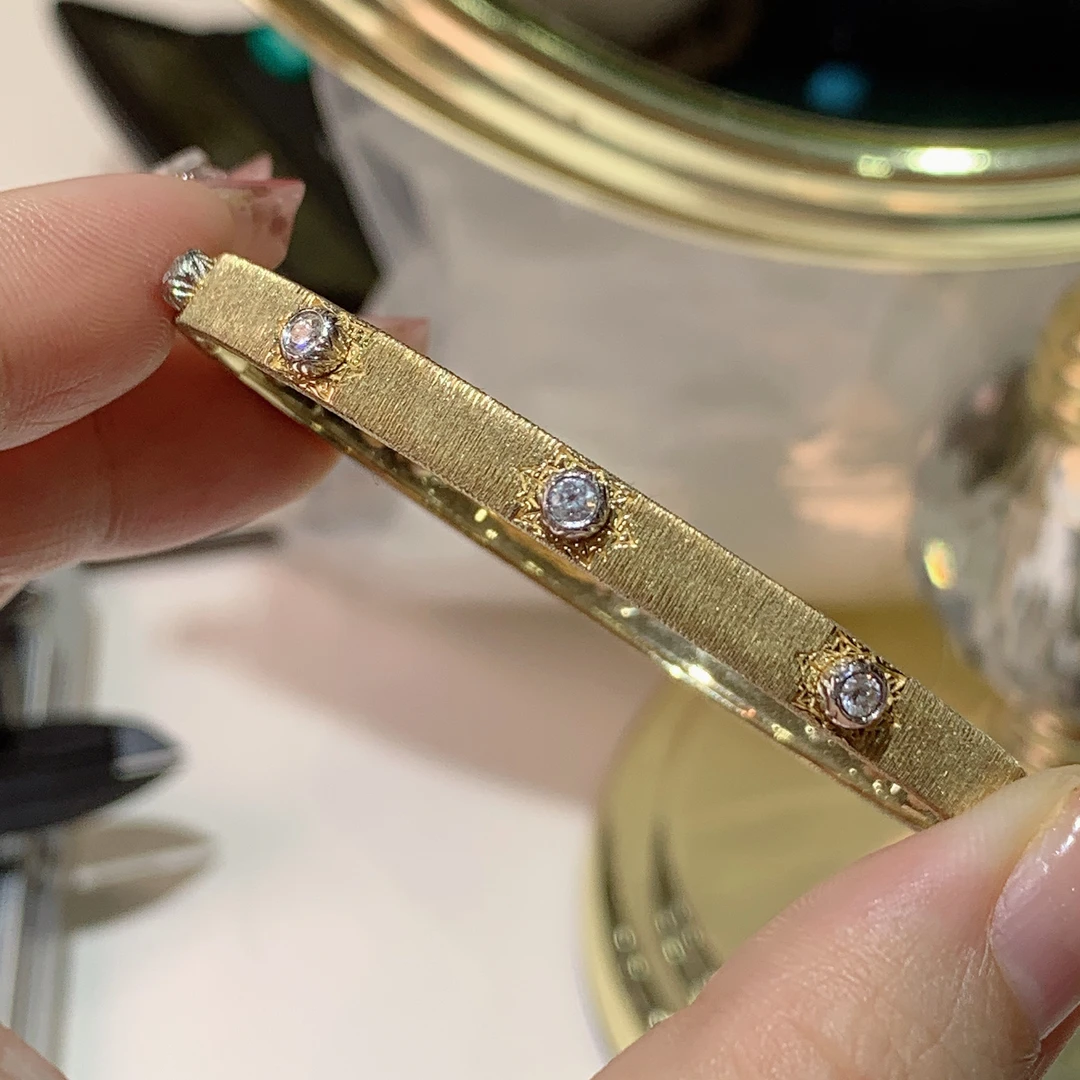 18k金钻石拉丝手镯