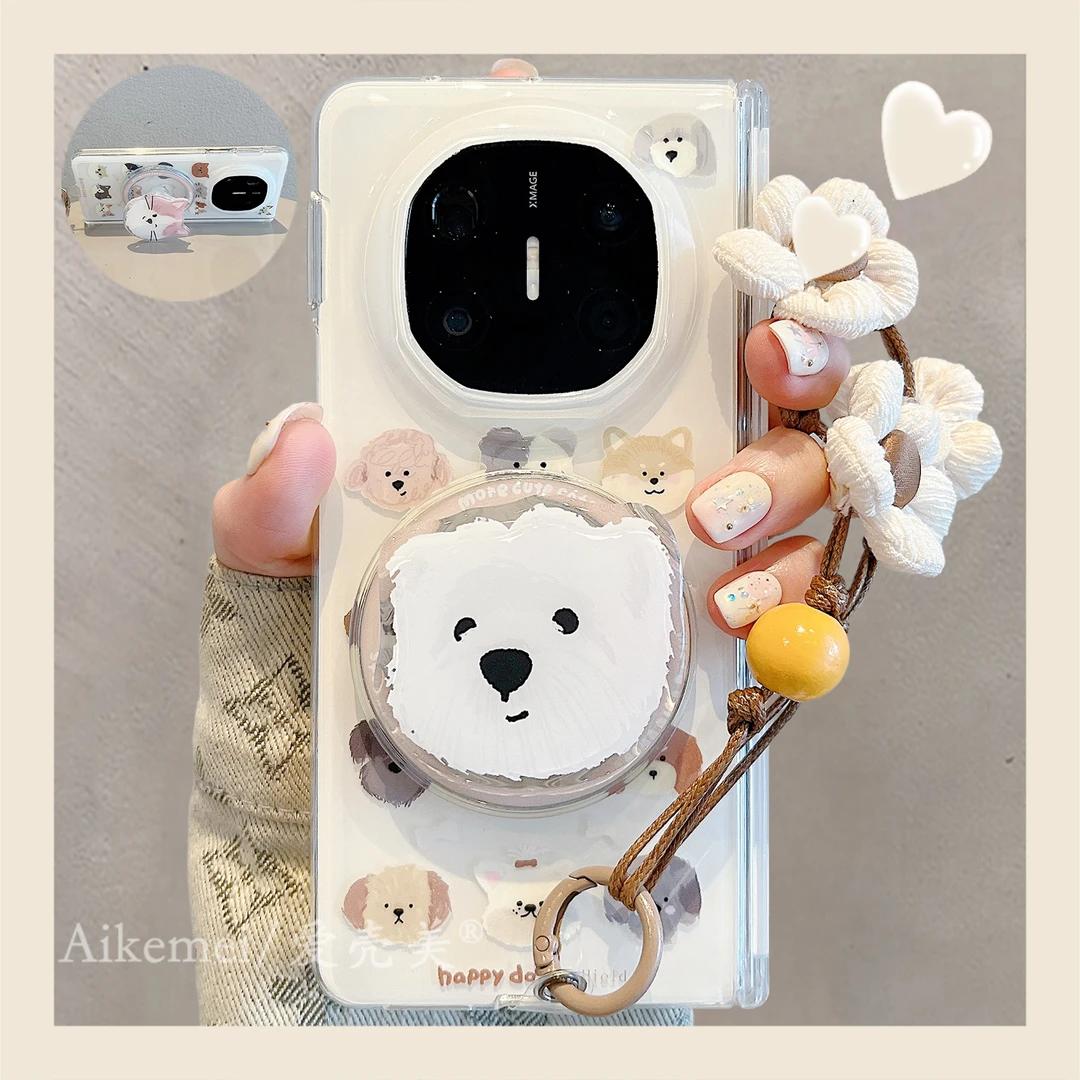 适用华为mateX6折叠屏手机壳MateX5典藏版宫格猫咪X3狗狗磁吸支架