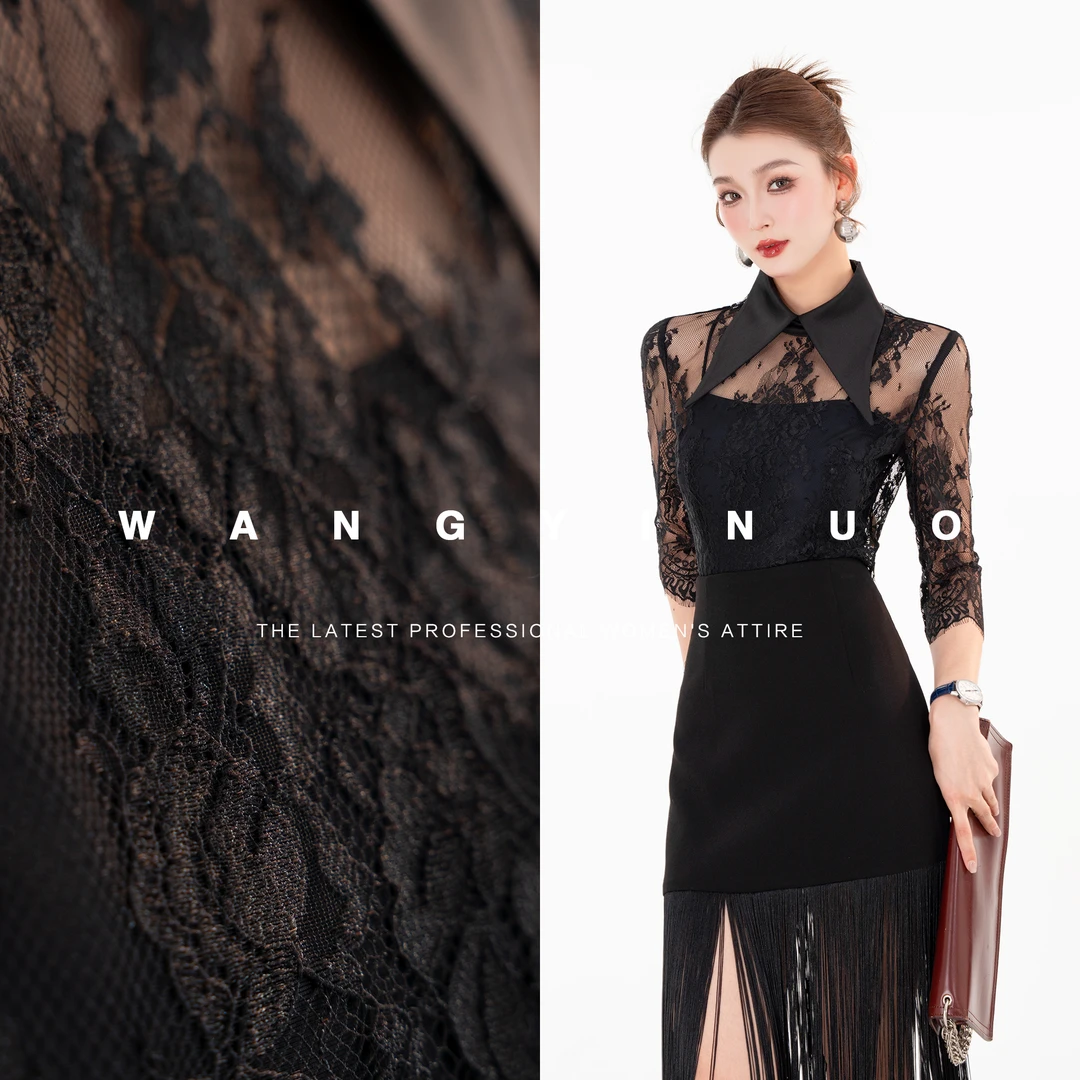 MD现货·依诺【蕾丝之约】2025早春设计感网纱透气时尚长袖上衣