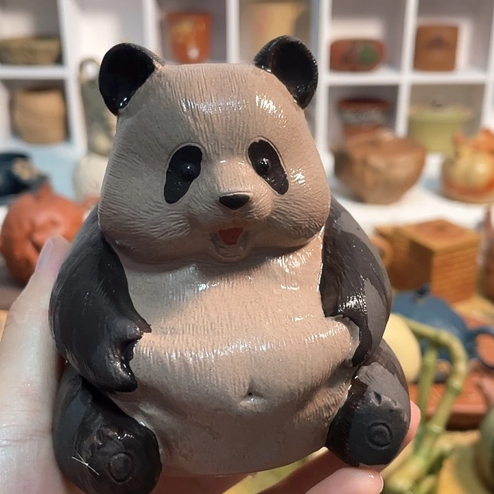 紫砂茶宠道*道捏肚子熊猫茶宠