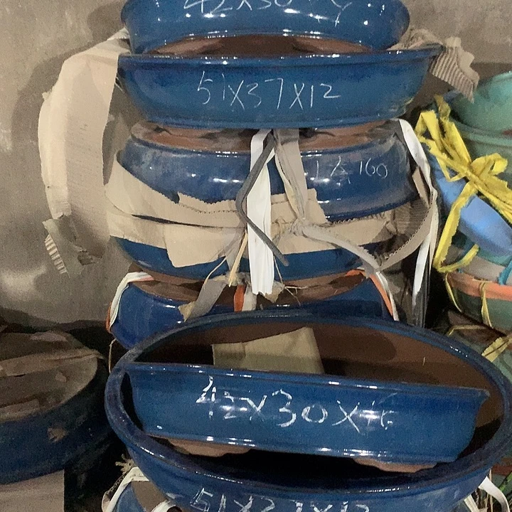 花盆紫砂  紫砂微瑕椭圆2套4个