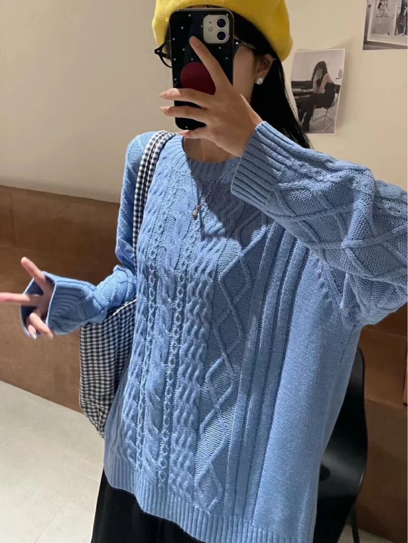 大码圆领毛衣针织