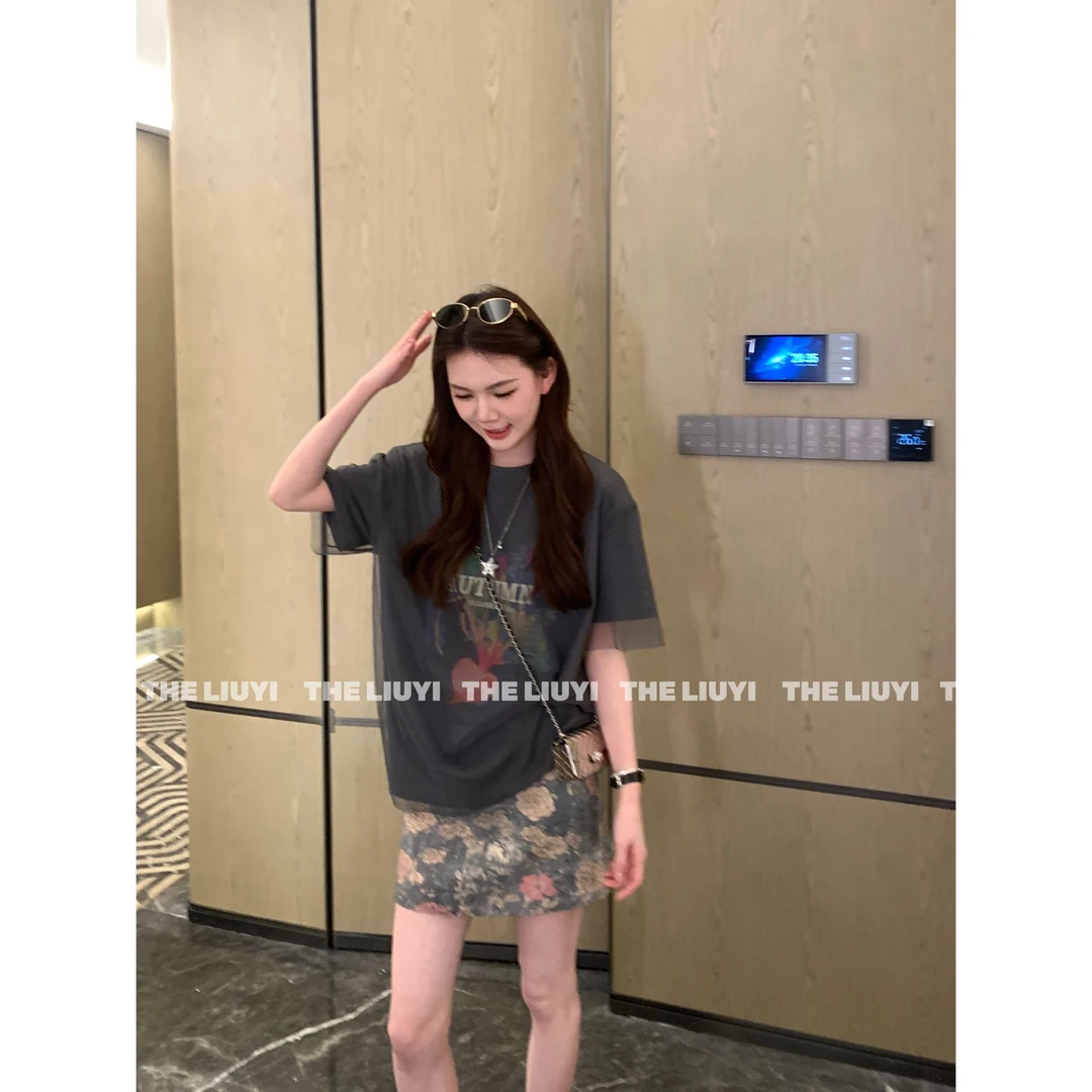 【LIUYI】网纱T~夏季设计感假两件网纱T恤54208