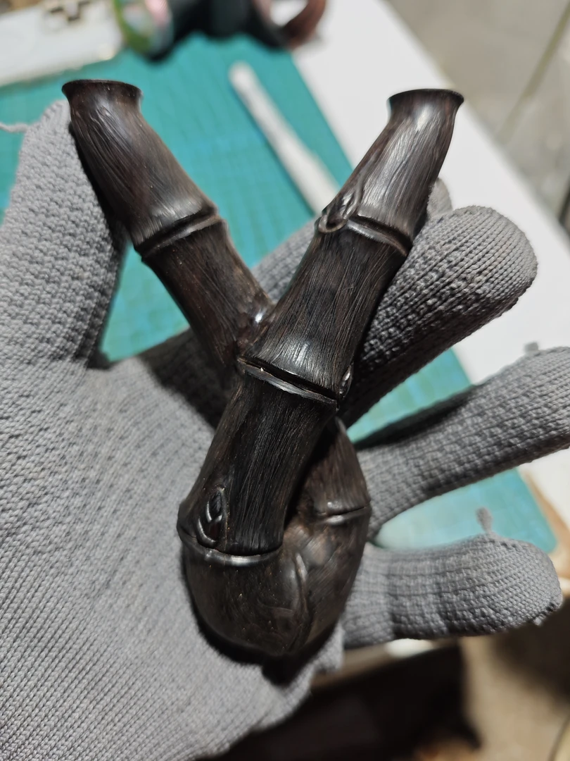 紫光檀雕刻竹节弓