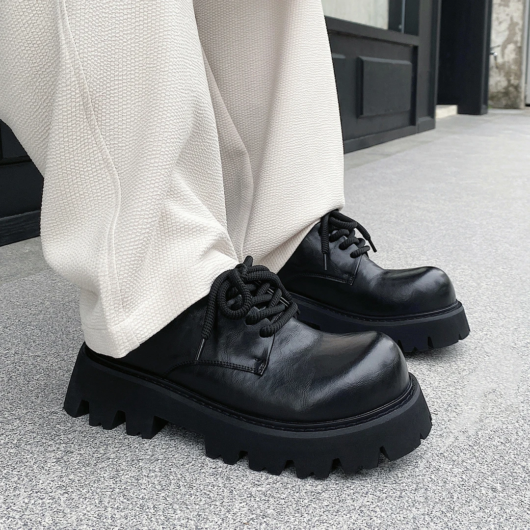 26651秋款厚底增高德比鞋英伦风休闲皮鞋百搭圆头系带潮鞋男鞋