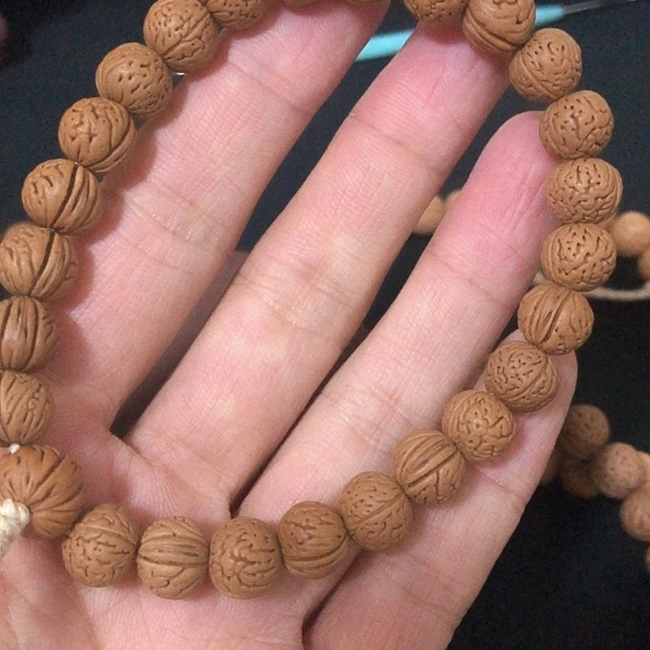 白***墨桃核吊坠桃核手串