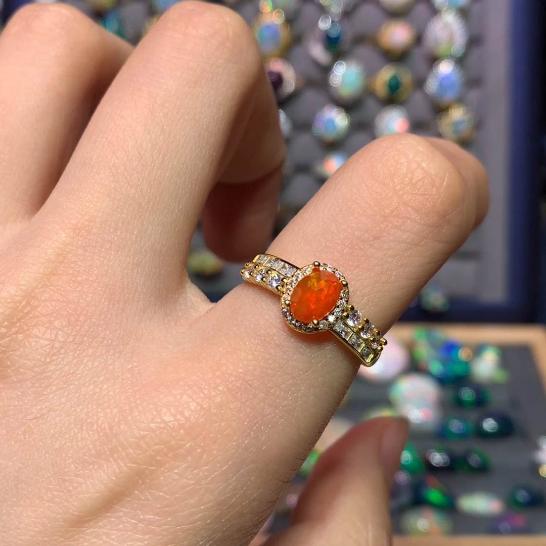 欧泊银S925镀金镶嵌戒指款式