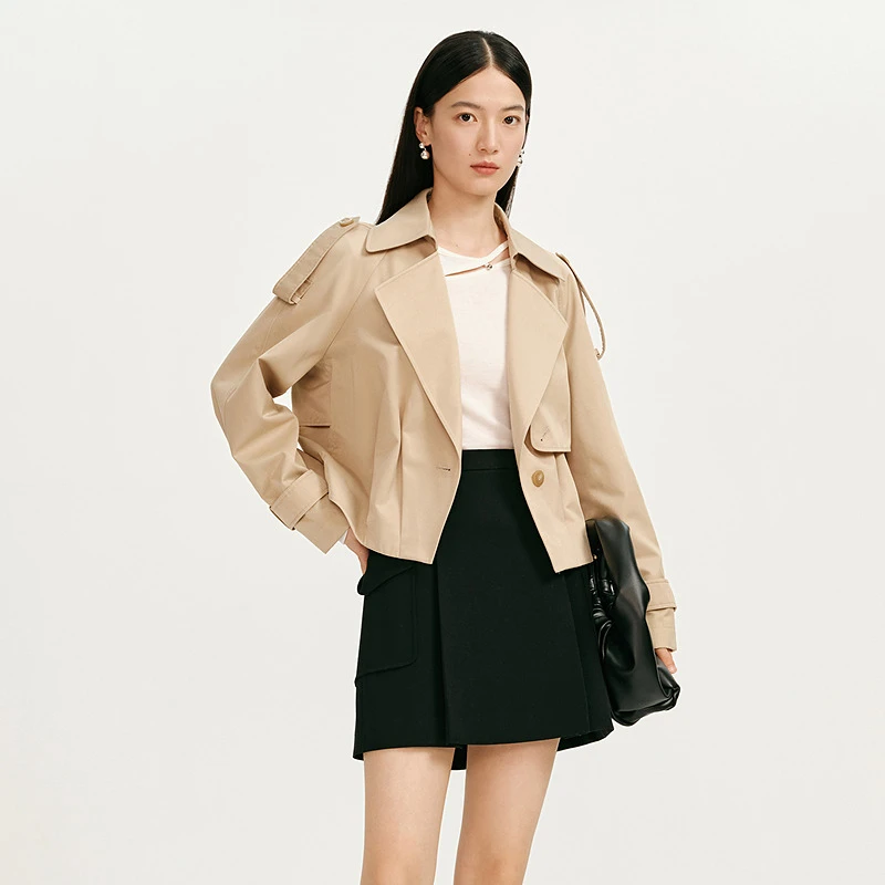 【商场同款】HPLY荷比俪25春短风衣夹克休闲通勤外套HYF13520212