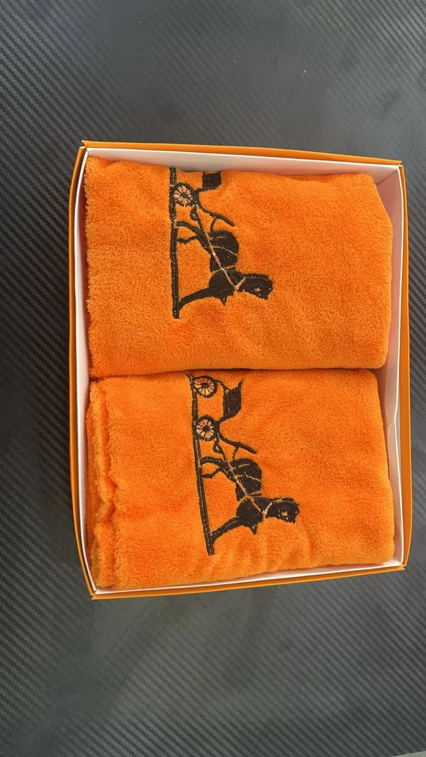 【礼盒装】轻奢橙刺绣毛巾礼盒两条装柔软亲肤加厚吸水
