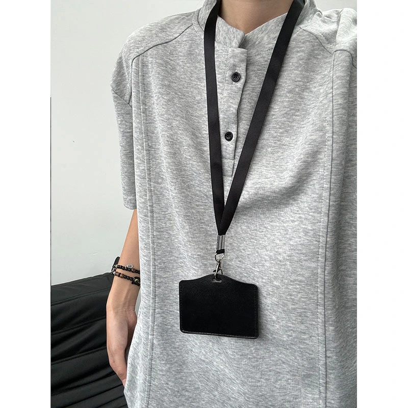 boxy亨利领短袖T恤男夏季cleanfit半袖美式高街解构设计感polo衫