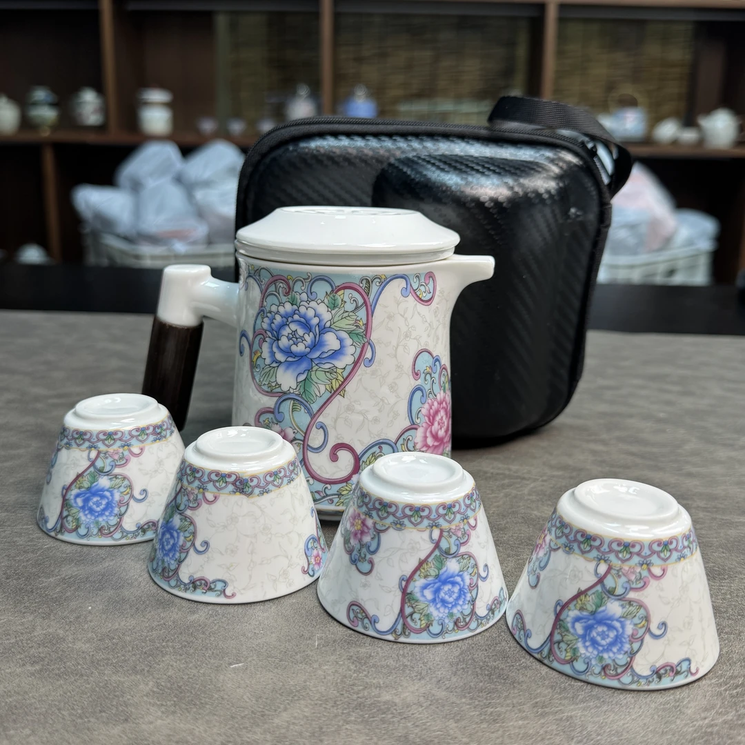 BY105缠枝莲办公本旅行茶具
