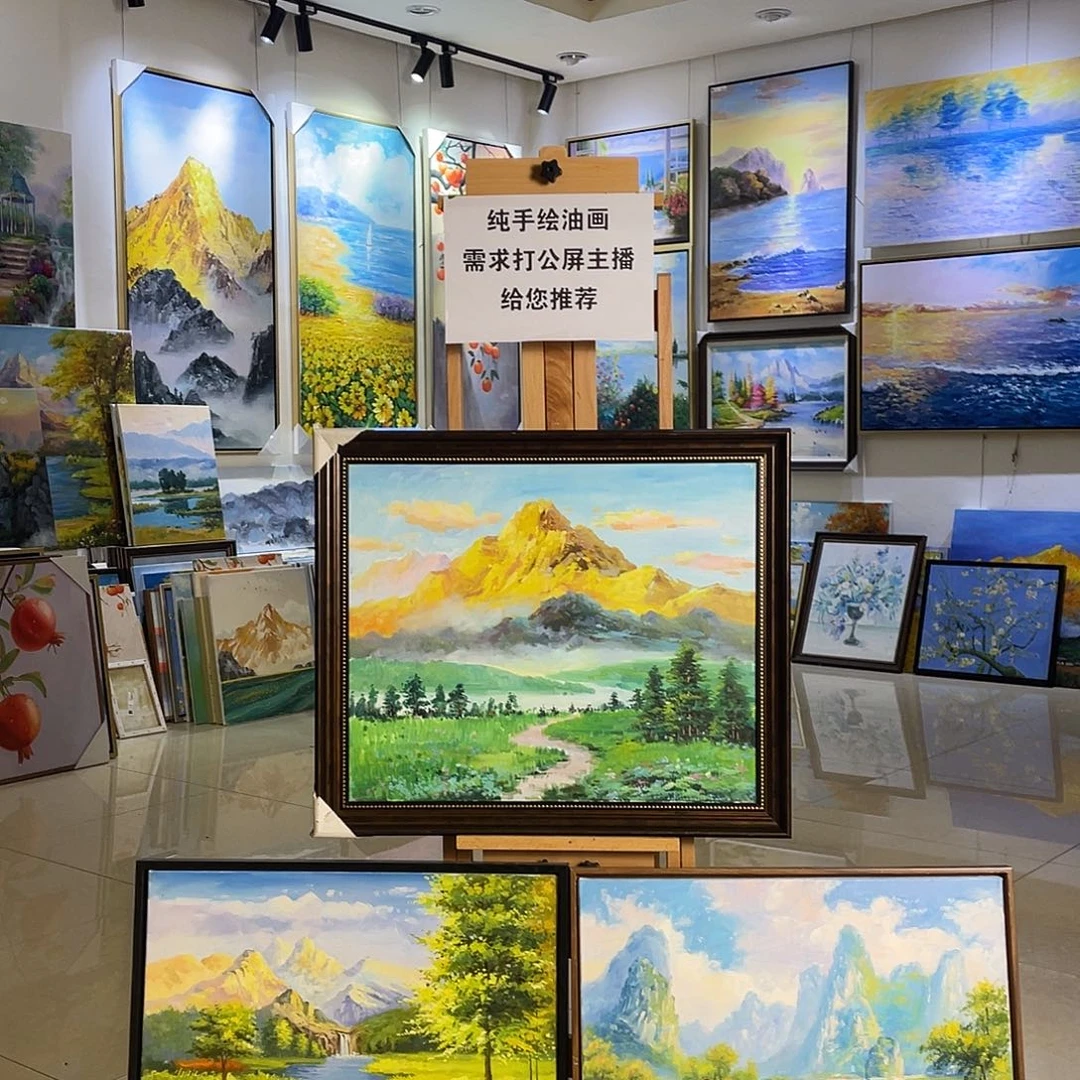 横款纯手绘油画带框60*70cm
