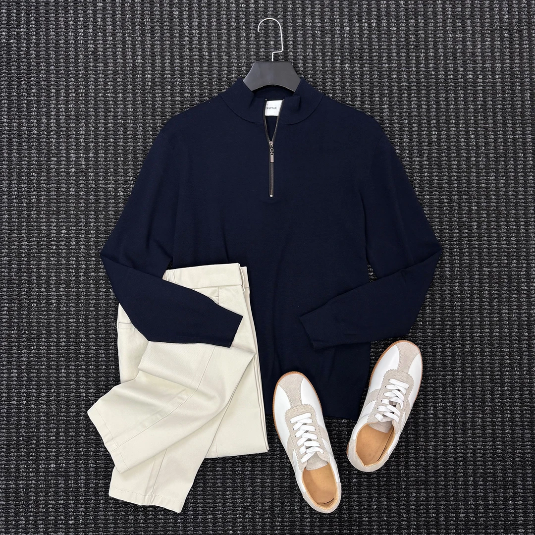 There isrice【100％纯羊毛】冬季商务男士半高领针织保暖毛衣羊毛衫