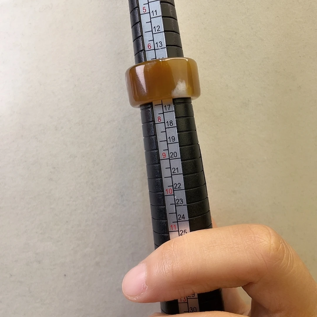 和田玉（糖玉）未镶嵌戒指牛轧糖戒指宽版12