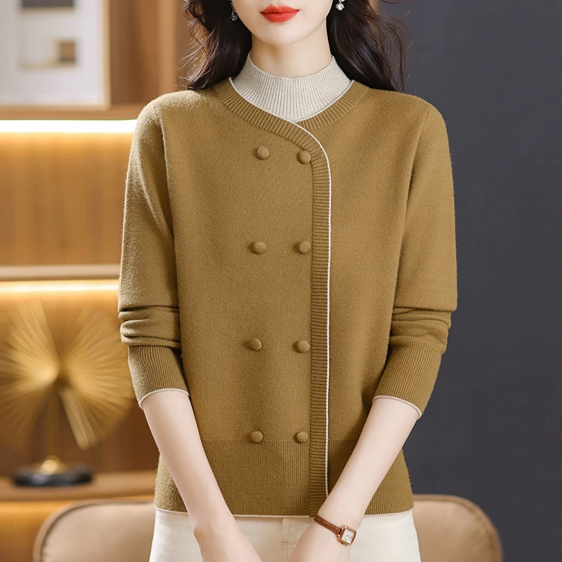 春秋秋冬洋气时尚百搭宽松短款长袖开衫毛衣打底女装毛针织衫女装