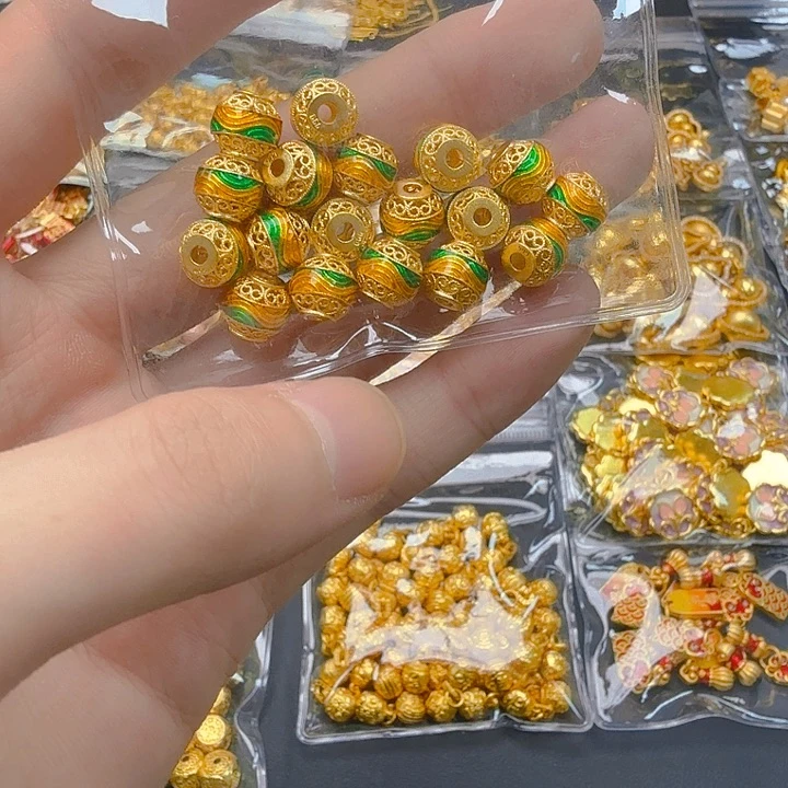 无铜合金千里江山镂空珠2个